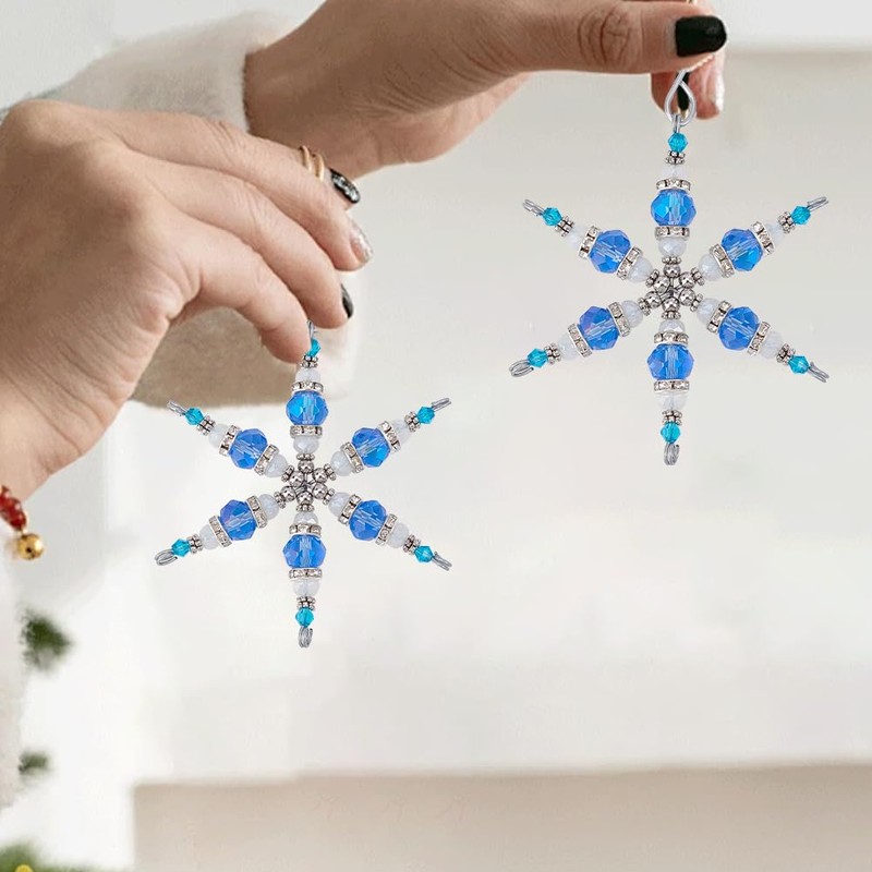 GOMAKERER 6 Pcs Snowflake Iron and Glass Pendant, Crystal Rhinestone