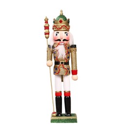 ZaH 12 Inch Christmas Nutcracker Toys Wooden Nutcracker Decoration Gift Soldier Nutcracker Puppets Ornaments (Gold Figure)