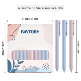 BAYTORY 12Pcs Colored Gel Pen, 6 Assorted Unique Morandi Ink Colors, Quick Dry Ink Pen Fine Point 0.5mm Smooth Writing for School Supplies Journaling Notetaking Stationery