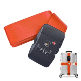 PIENSE Suitcase Belt, Cross Band, TSA Lock, Luggage Fastening Belt, Travel, Convenient Goods, Strap Belt, Carrying Case (Orange)