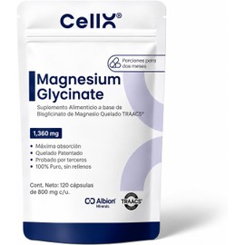 Cellx Magnesio Glicinato Quelado Traacs Albion 120 Cápsulas Porciones Suplemento Alimenticio Adultos Suministro Días