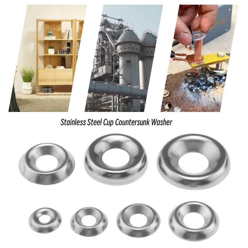 VGOL 170pcs Stainless Steel Cup Countersunk Washers #4#6#8#10#12#14#16 Cup Washer