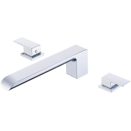 SITGES Minimalist Square-Shaped Bathtub Faucet,2-Handle Widespread Roman Tub Faucet with 11-Inch Spout Reach,High-Flow Deck Mount Bath Faucet Set,Valve Included,Chrome