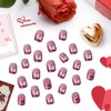 TENPAL Valentine's Day Press on Nails,24pcs Glitter Ombre Short Square