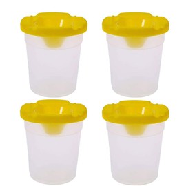 SEIWEI 4Pcs Non Spill Paint Pots with Lids Plastic for Kids Arts & Crafts Painting Supplies (Yellow)