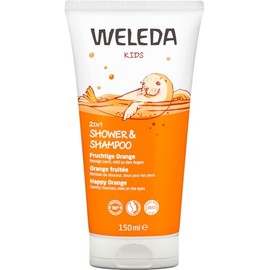 WELEDA Bio Kids 2-in-1 Shower & Shampoo Fruity Orange, Natural Cosmetics Shower Gel and Body Lotion for Gentle Cleaning of Skin and Hair, Suitable for Children from 3 Years (1 x 150 ml)
