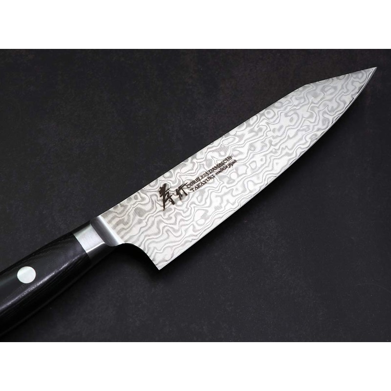 Coreless Damascus Sword Shaped (Cut) Petty 120 Black Micarta