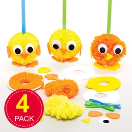Baker Ross Easter Chick Pom Pom Craft Sets - Craft Set for Children (4 Pieces)