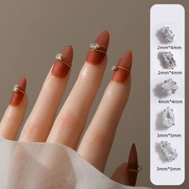 Nail Rhinestone with Base 50 Pieces Nail Parts, Stones, Small, Clear, Crystal, Square, Drops, Bijou Parts, Nail Art, Deco Parts