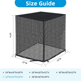 Qualward Full Mesh Central Air Conditioner Cover with Detachable Waterproof Top, Ventilated & All Seasons AC Cover Design, 32×32×36 Inch