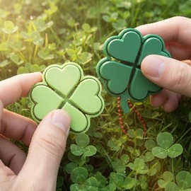 Clover shape click keychain good luck talisman design portable hand movement stress relief bag green / 클로버 모양 클릭 열쇠고리 행운 부적 디자인 휴대용 손놀림 스트레스 해소 가방 초록