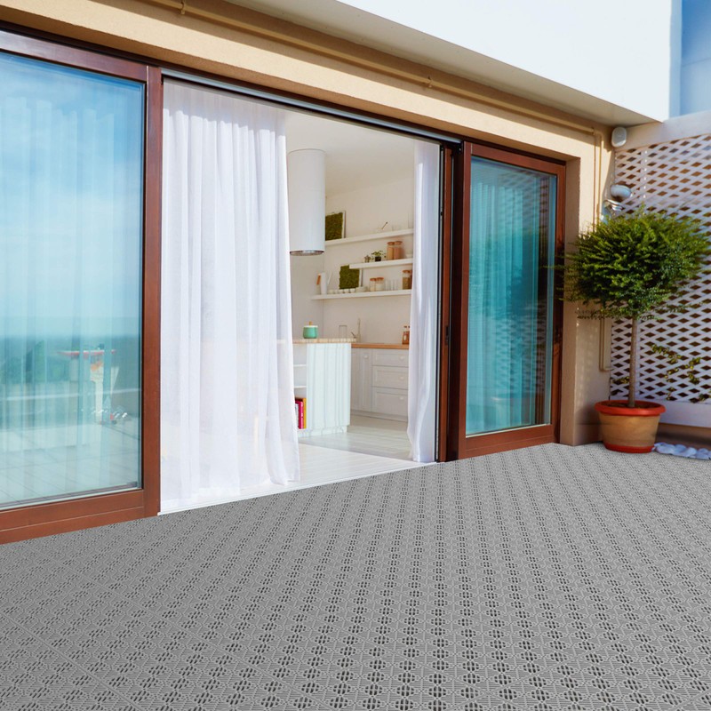 Pure Garden 50-LG1169 Gray Interlocking Patio and Deck Tiles Set