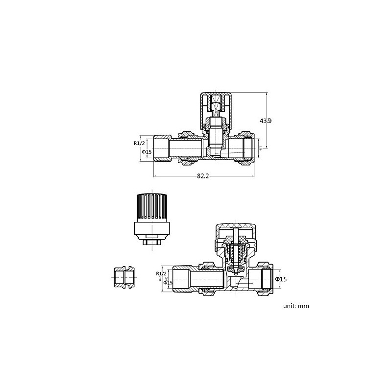 iBathUK Eco Thermostatic Radiator Valve (TRV) and Lockshield Valve,Solid Brass,Straight