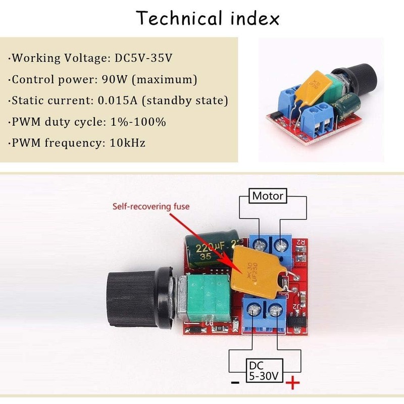 zalati Mini DC Motor PWM Speed Controller Board DC 5V-35V