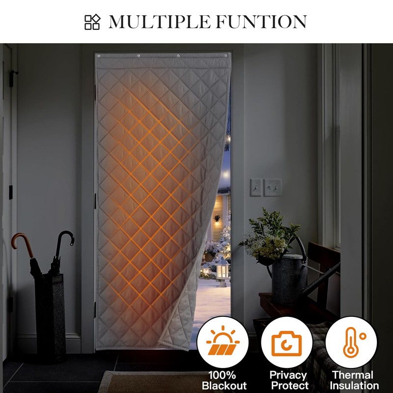 RYB HOME Grey Large Thermal Insulated Curtain for Winter, Window