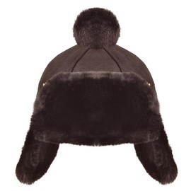 Harssidanzar Mens Womens Winter Aviator Hats Sheepskin Shearling Leather Trapper Hats CU607US, Brown, Size Medium