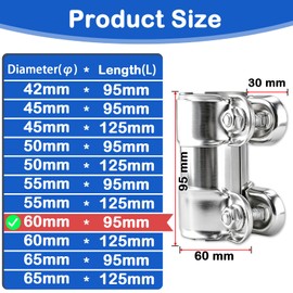 ZEJIRUI Double Bolt Exhaust Clamp 60mm 2.36in for Car Exhaust System Repair