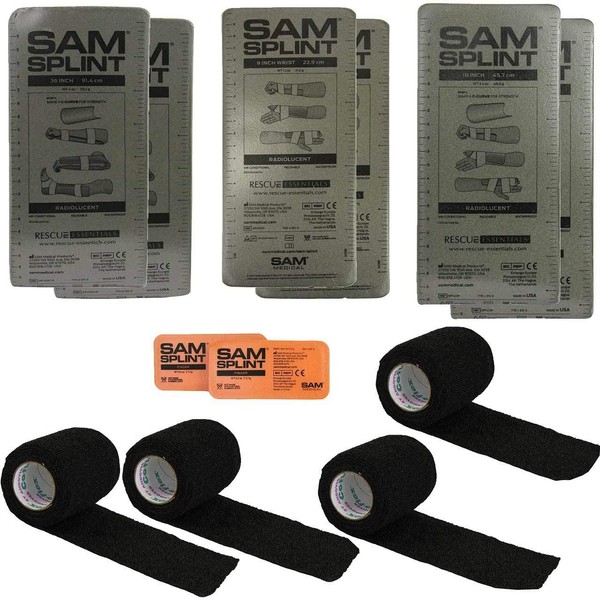SAM Splint & Cohesive Wrap BIG VALUE COMBO - Military Gray by Rescue Essentials by SAM Medical