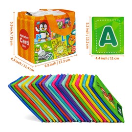 Dr.Rapeti Soft Alphabet Cards, 26pcs ABC Alphabet, 26 Letters Flash Cards with Storage Bag Washable Non-Toxic, Early Learning Toy, Baby Bath Toy for Baby Infant Toddler Kids