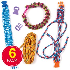 Baker Ross AG744 Paracord & Clasp Craft Kits, for Jewelry Making and Friendship Bracelet String (Pack of 6), Assorted, Pack de 6