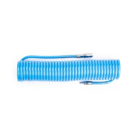 Compressed Air Spiral Hose Made of Polyurethane Plastic, Diameter 8 x 12 mm, Length 7.5 m, Complete with Universal Quick Couplings, 100% Made in Italy
