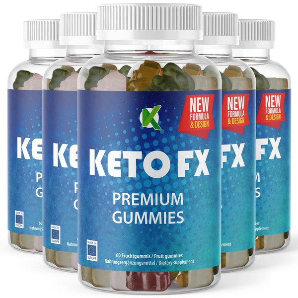 Keto FX Premium Gummies | Keto Premium Gummies 60 Pieces Contents per Tin | Fruit Gummies 5 x 60