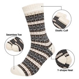 Justay Comf 6 Pairs Mens Wool Socks Thermal Winter Socks Thick Warm Nordic Socks Soft and Breathable Work Running Hiking Socks