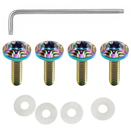 License Plate Bolts M6*15mm Set of 4 Titanium Car License Plate Frame Screws Bolts Anti-theft Screws with L Wrench (Colorful)