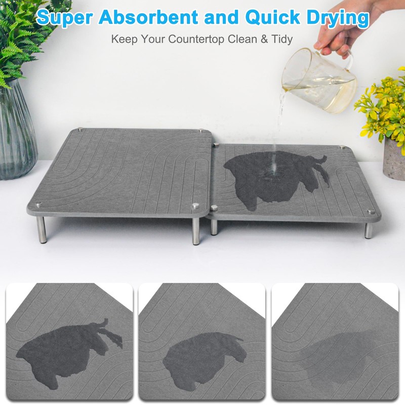 3Pcs Nesting Stone Drying Mat for Kitchen Counter, Quick Drying