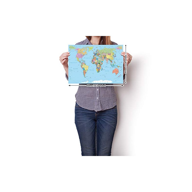 Faithful Prints World Map Poster Atlas Print Geography Educational Classroom