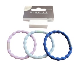 Mibella Haargummis 3er Set, Blau-Lila-Mint, Zopfabbinder, Haarschmuck für alle Haartypen - 28606