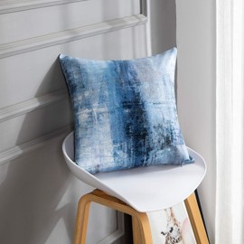 Britimes Throw Pillow Covers Modern Home Art Decor, 20 x 20 Inches Set of 2 Pillow Cases Decorative, Abstract Oil Painting Pillowcases for Bedroom, Living Room, Cushion Couch Sofa, Navy Blue Accent