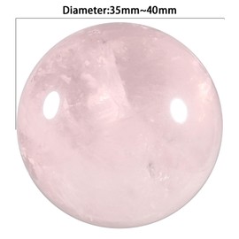 Nupuyai Natural Rose Quartz Crystal Ball with Wooden Stand, Feng Shui Crystal Stone Sphere Sculpture Home Office Decor Scrying Meditation Crystal Ball, 35-40mm