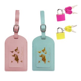 2 Pack Premium Name Tags for Luggage Leather Luggage Travel Bag Tags 2PCS Suitcase Locks with Keys 23mm Coloured Luggage Locks for Suitcases Luggage Gym Locker Bag Rucksack Cabinets School