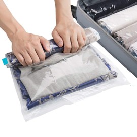 SilverRack Vacuum Bag Set Travel [7 Pieces] in 4 Sizes (2x Small + 2x Medium + 2x Large + 1x XL) - Travel Vacuum Bags for Clothes to Roll - Vacuum Clothes Bags - Clothes Vacuum Bags