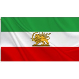 HVATLTL Old Historic Iran Flag with Lion Sun and Crown 3x5FT,100D Polyester,Vivid Colors,Former Iran Banner,Persia Historic Iranian Revolution Flags with 2 Brass Grommets for Indoor Outdoor.