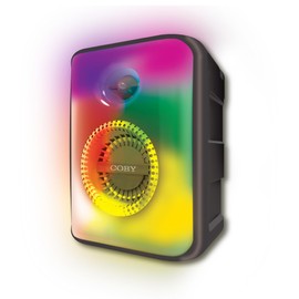 Coby True Wireless Speaker | Bluetooth Speaker, FM Radio, Multicolor Light Up Party Speaker | 10-HR Rechargeable Battery | Portable Speaker, 3.5mm AUX, TF Card, 5 Light Modes, Carry Handle