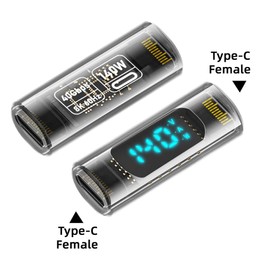 cablecc 40Gbps 140W USB4.0 Type-C Smart LED Display USB-C Female to Female Extension Adapter Current Voltage Monitoring Tester Detector
