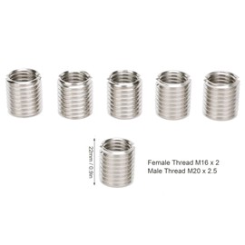 Eujgoov Insert Nuts, Stainless Steel Thread Insert M16 Internal Thread M20 Male Thread Reducer Nut Replacement for Thread Repair Pack of 10
