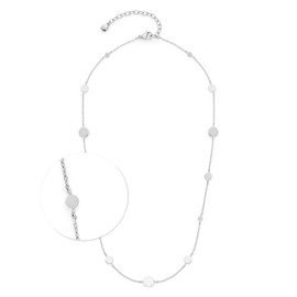 JEWELS BY LEONARDO Ciao Milla necklace short chain made of silver-coloured stainless steel, plates in different sizes, 42-47 cm length, jewellery gift, 024454, Stainless Steel, No Gemstone
