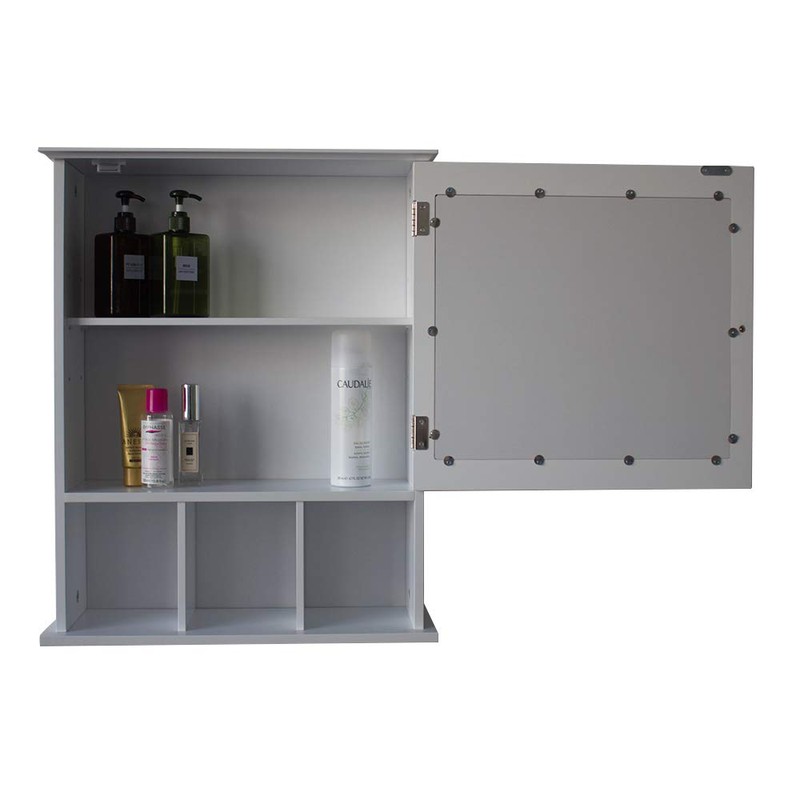 ROUWAN Single Door Three Compartment Storage Bathroom Cabinet –White