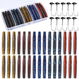 Bombrooster Finesse Ned Rig Baits Kit-TRD - Señuelos de gusanos con cabeza de hongo, juego de 40 piezas