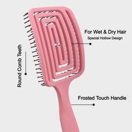 YANCI Hair Brush, Curved Vented Detangling Hair Brushes for Women Men Kids, Professional Vent Styling Brush for Wet Dry Curly Thick Straight Hair Fast Blow Drying Brush (Purple)