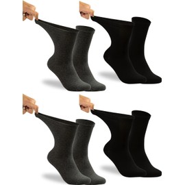 RS. Harmony Women's Vein Health Socks Extra Wide Stretchy Waistband, Black/Anthracite - 4 Pairs