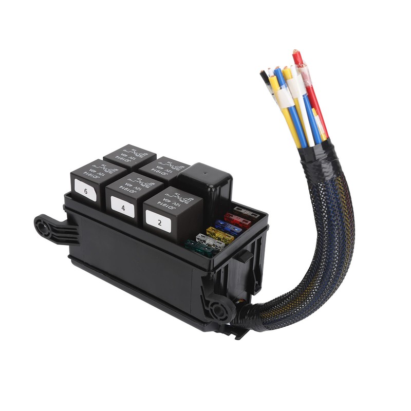 12V Fuse and Relay Box Kit 6Pcs 4 Pin Relays