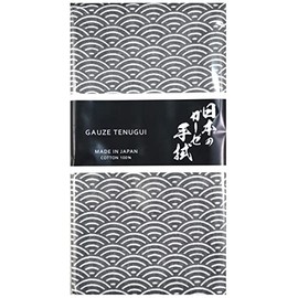 MIKURA Double Gauze Tenugui, Japanese Towel, Seigaiha (Black)