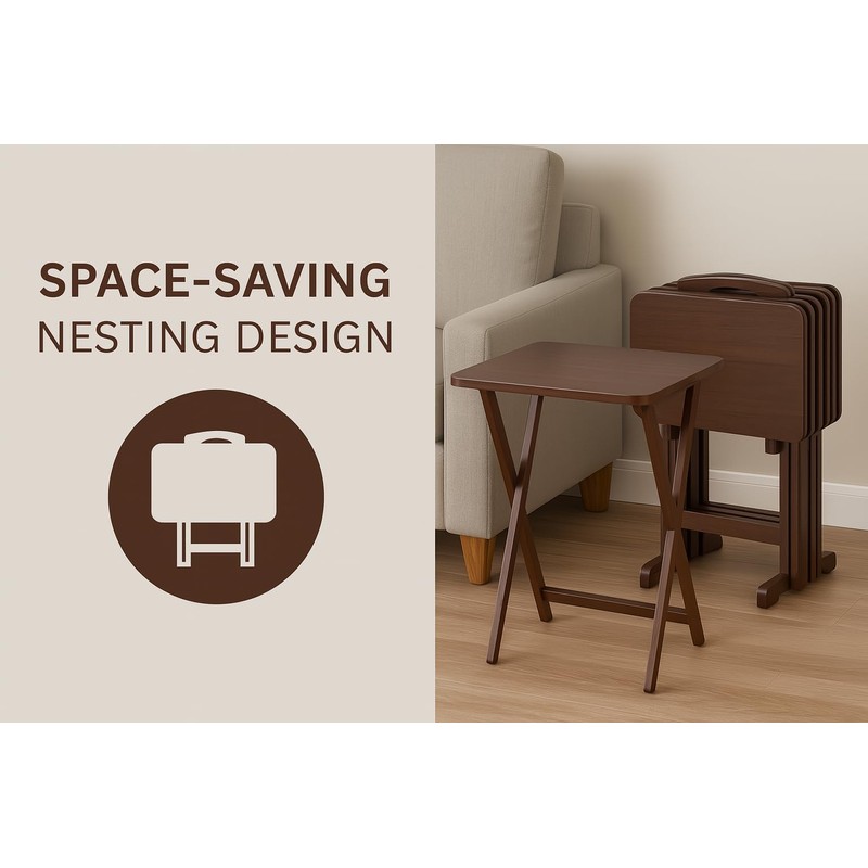 Ergode Folding TV Tray Set of 5 - Durable Small