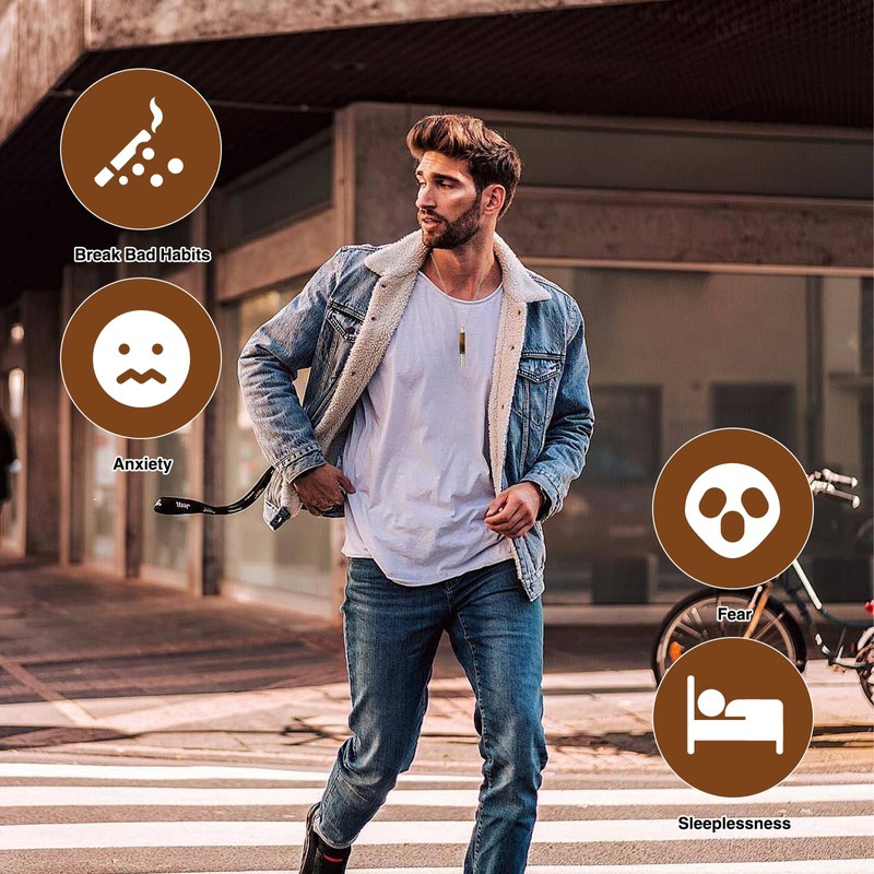 atnayo Breathing Necklace, Tiger Eye Stone Breathlace for Men Women