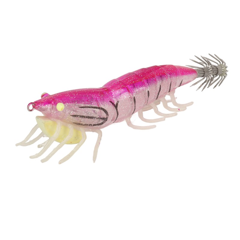 5pcs Wood Shrimp Bait Artificial with Counterweights Double Pileate Hooks