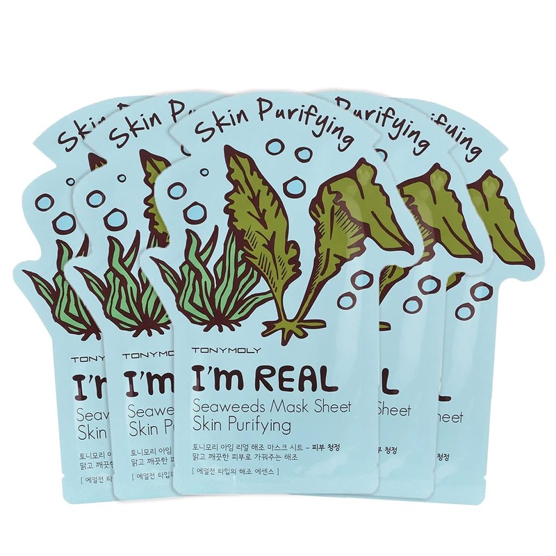 TONYMOLY Im Real Mascarilla Facial de Algas Marinas 5 Pzs